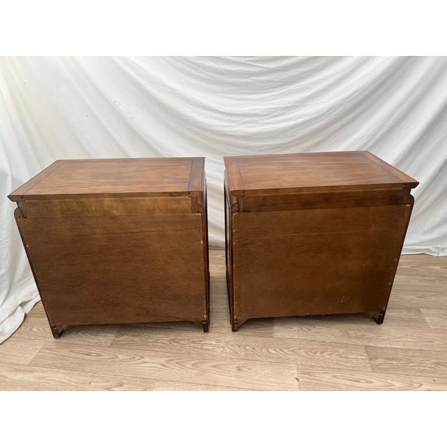 1970s 1970s Vintage Matching Century Furniture Nightstands Side Tables Drawer and Cabinet Set of Two For Sale - Image 5 of 10