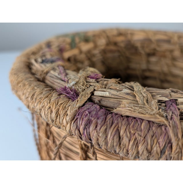 Brown Spanish Andalusian Rustic Woven Esparto Baskets, 1960s, Set of 2 For Sale - Image 8 of 18
