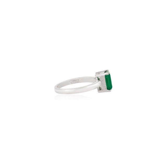 Art Deco Contemporary 1.49 Ct Octagon Cut Green Onyx Solitaire Ring in Silver - Size 8 For Sale - Image 3 of 12
