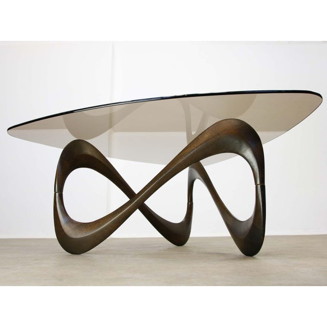 1960s Italian Organic Snake Wooden and Smoked Glass Coffee Table, 1960s For Sale - Image 5 of 18