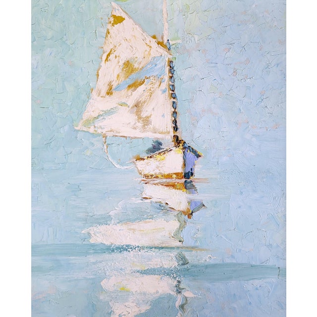 Vintage American Cape Cod Sailboat Oil Painting by Coulton Waugh For Sale In New York - Image 6 of 16