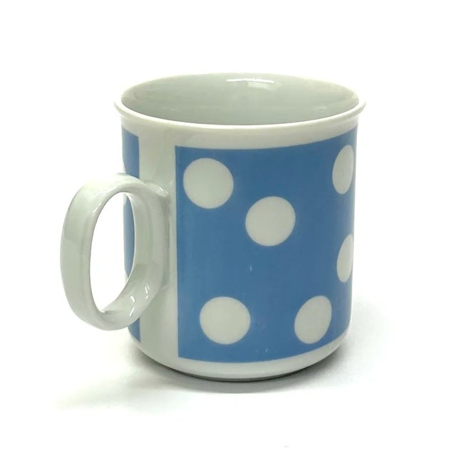 Late 20th Century Vintage White Ceramic Mugs With Multicolor Polka Dot Pattern, Group of 4. For Sale - Image 5 of 8