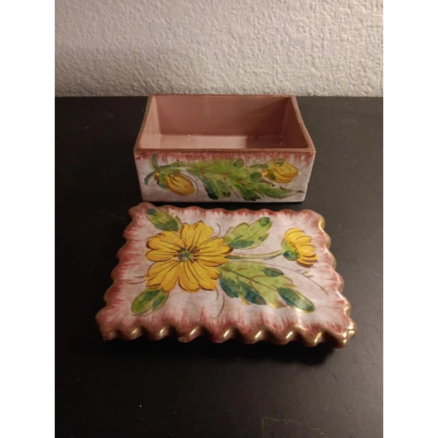 1980s Floral Trinket Box, Made in Italy For Sale - Image 4 of 6