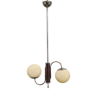 Czech Art Deco Chrome and Glass Chandelier, 1930s For Sale