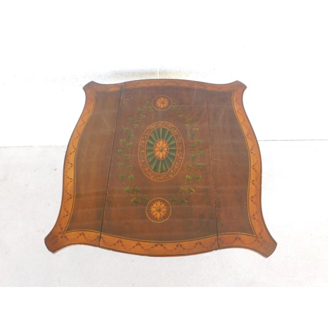 Antique Mahogany Hepplewhite Style Paint Decorated Pembroke Table For Sale - Image 11 of 13