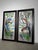 Decorative pair of antique stained glass panels featuring beautifully detailed exotic birds surrounded by stylised trees,...