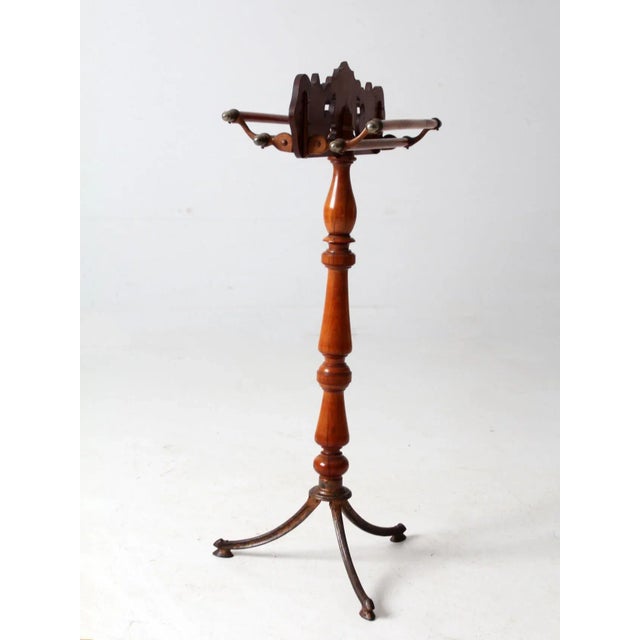 Antique Turned Wood and Iron Towel Stand For Sale - Image 4 of 13