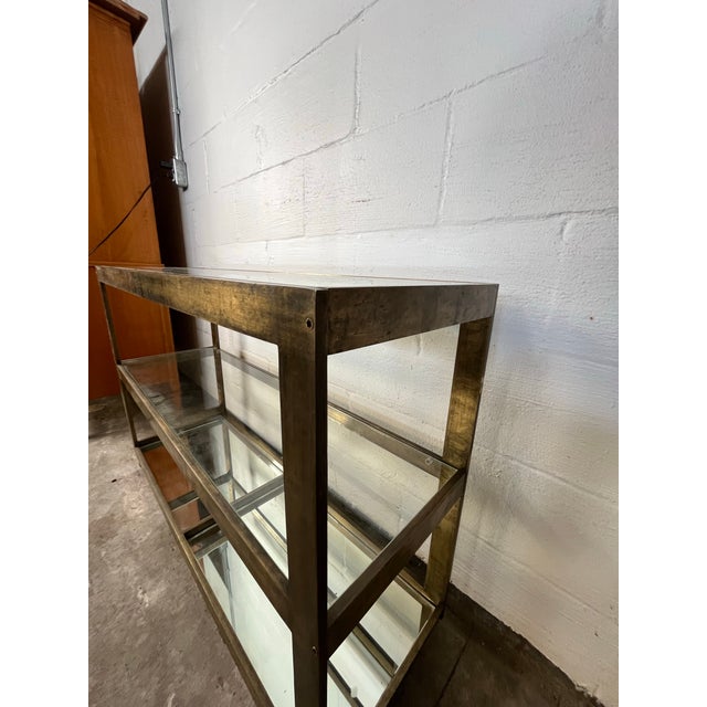 Bronze and Glass Mid Century Tiered Italian Bar Cart For Sale - Image 9 of 11
