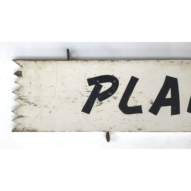 1950s Vintage Black and White Wood Plants Sign For Sale - Image 5 of 6