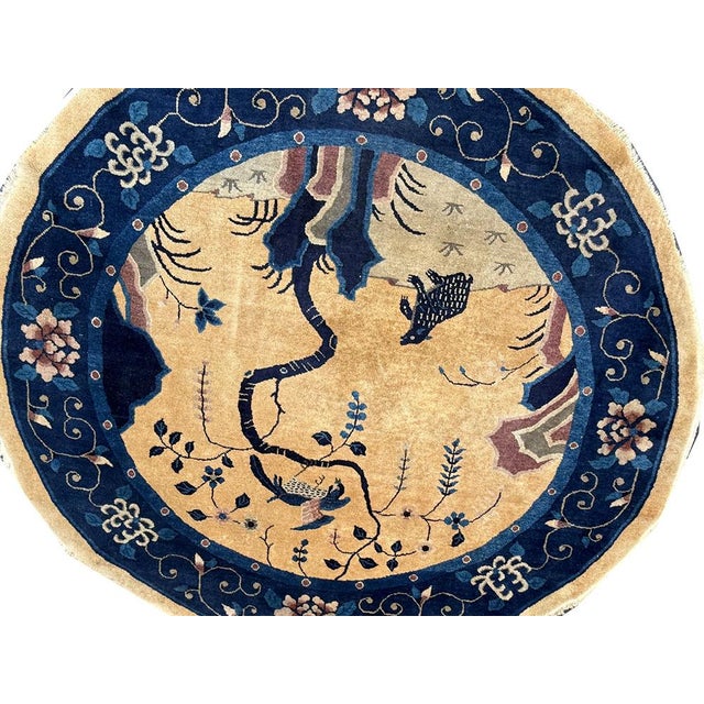 A Rare Antique 6' Round Art Deco Chinese Rug For Sale - Image 4 of 5