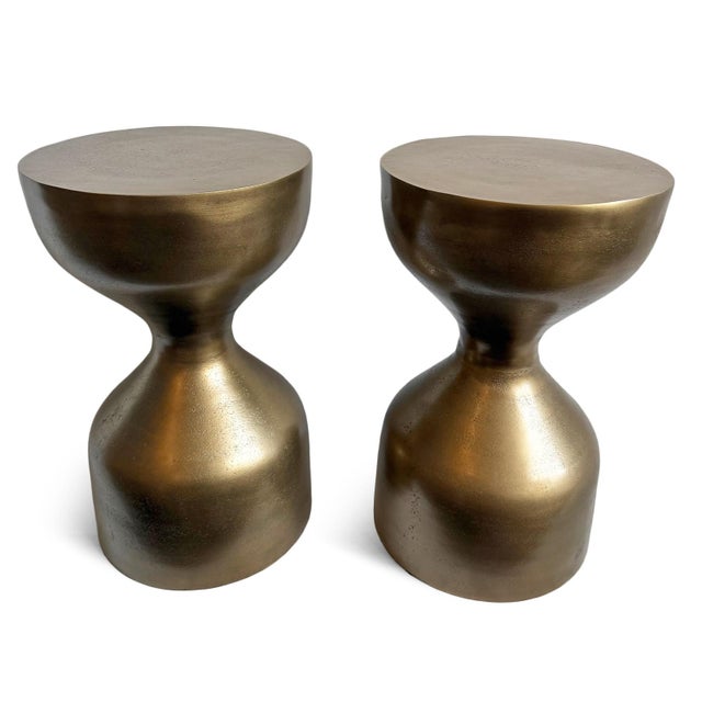 Brass Finish Modern Hourglass Side Table For Sale - Image 4 of 9