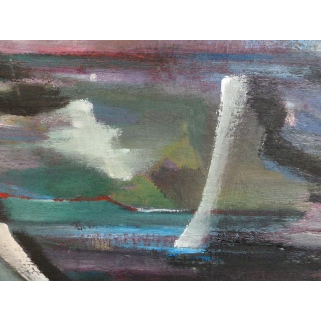 A ship at sea or in the harbor. Nautical themed, for sure. Subject to the elements. Original oil and acrylic painting on...