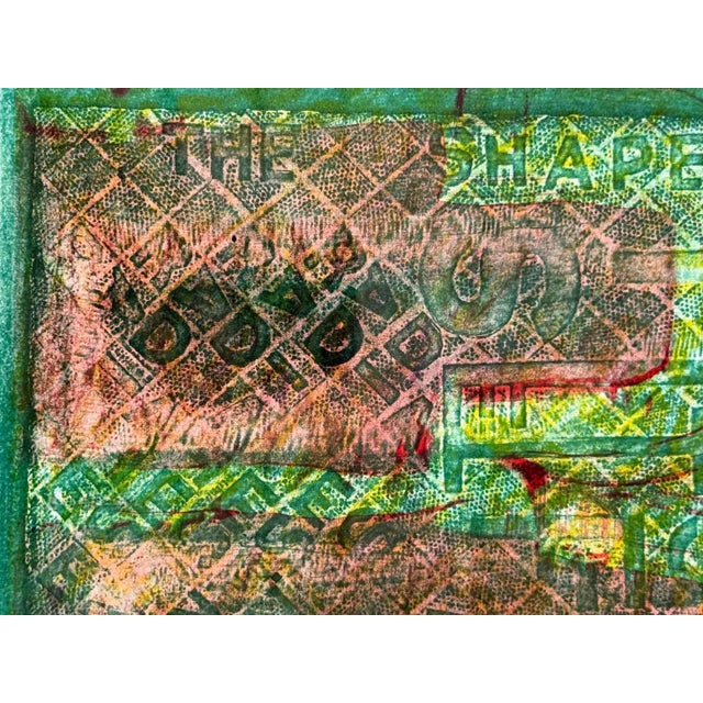 Vintage abstract mixed media print. Print is signed on the lower right corner. Attributed to Raphael Ferrer. Framed, wired...