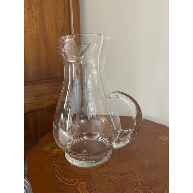Glass Vintage Princess House Heritage Pattern Full Set Hand Blown Pitcher, Glasses, Ice Bucket, Brandy Snifter For Sale - Image 7 of 14