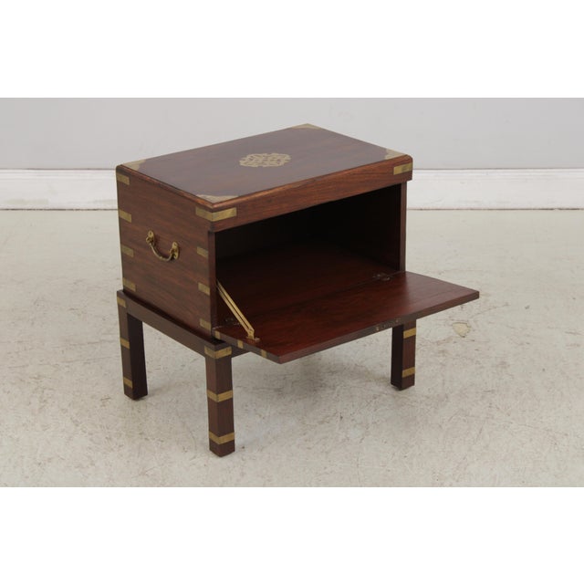 Vintage Asian Inspired Brass Inlaid Box on Stand For Sale - Image 4 of 15