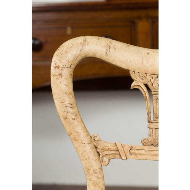 Austrian 1840s Biedermeier Bleached Burled Walnut Swivel Chair with Upholstery For Sale - Image 11 of 12