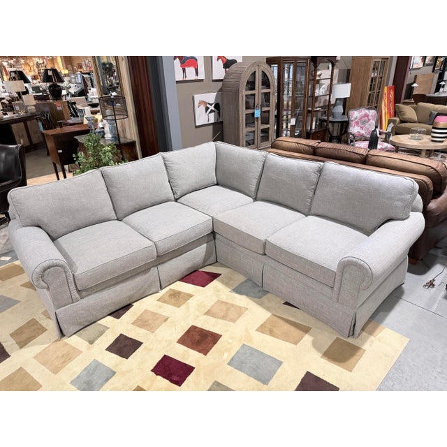 Traditional Classic Drexel Heritage Greige Sectional Sofa For Sale - Image 3 of 9