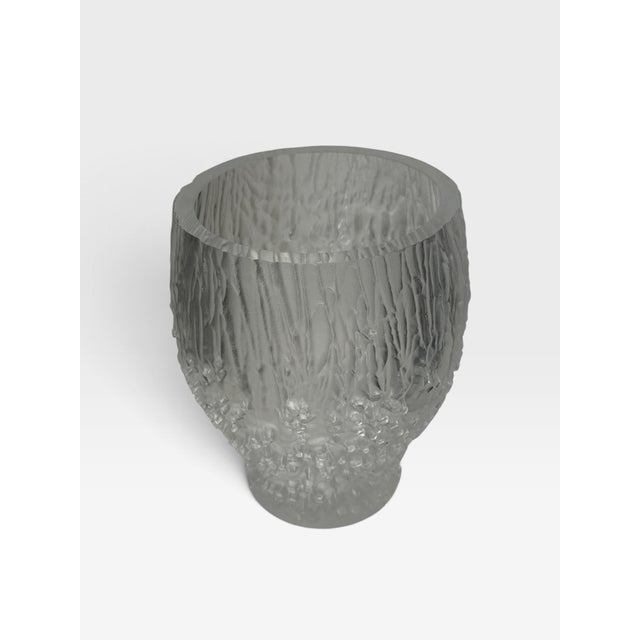 Transparent 1970s Peill & Putzler West German Frosted Sculptural Art Glass Vase For Sale - Image 8 of 13