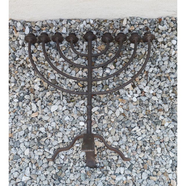 Vintage 1980s Candelabra 9 Cups Custom Made Wrought Iron 24'' Height X 24'' Width X 14'' Base For Sale In Los Angeles - Image 6 of 10