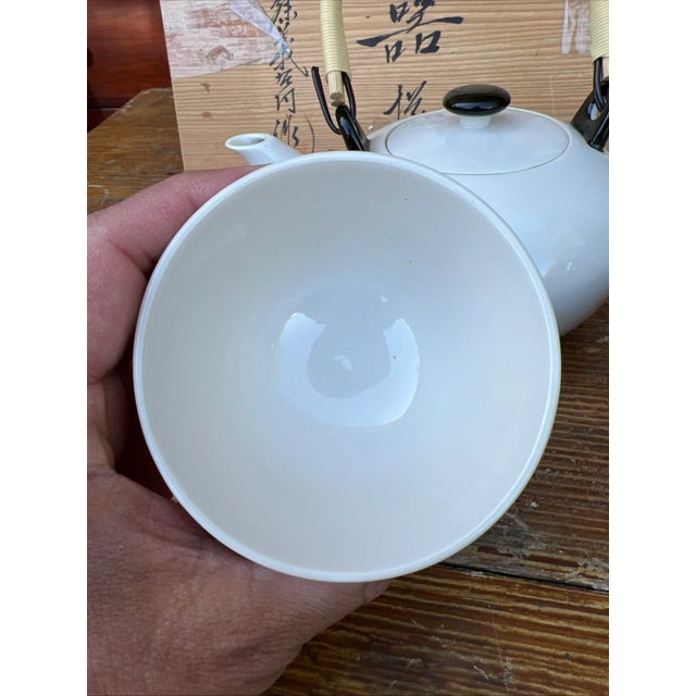 White Vintage Japanese 6 Piece Ceremonial Tea Set, Arita Ware Pottery in Box, 1950’s For Sale - Image 8 of 18