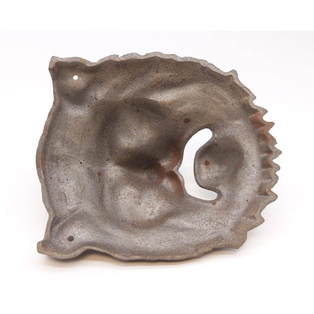 Early 20th Century Antique Black Cast Iron Lion Head Wall Mount Applique For Sale - Image 5 of 5