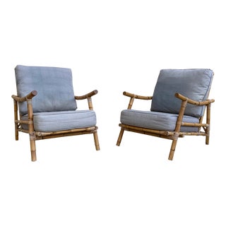 Rattan Club Chairs - A Pair For Sale