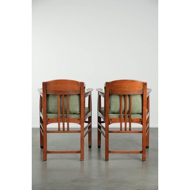 Art Nouveau Jugendstil Dining Chairs with Suede Upholstery from Schuitema, Set of 4 For Sale - Image 4 of 18