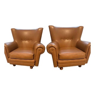 A Pair of Vintage 1935 Frits Henningsen Style Wingback Armchairs. For Sale
