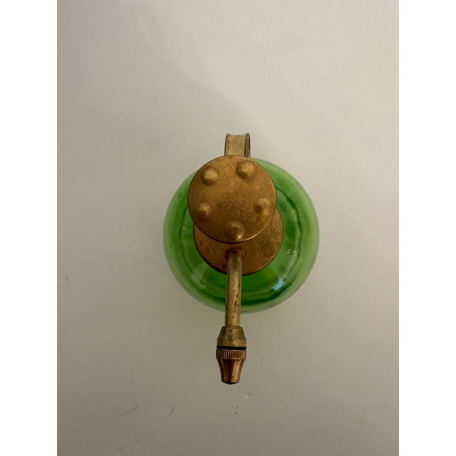Vintage Glass Green Mister Sprayer Bottle Watering Atomizer For Sale - Image 4 of 5