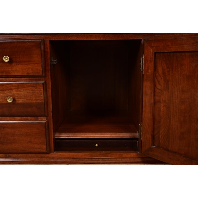 Ethan Allen Georgian Solid Cherry Wood Low Credenza or Sideboard For Sale - Image 11 of 14
