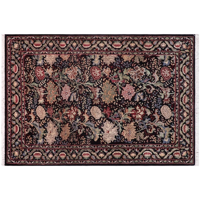 Black Shabby Chic Pak-Persian Black/Black Wool Rug - 3'2'' X 5'2'' For Sale - Image 8 of 9