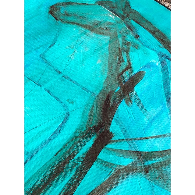 Cl Auker “Horse in Turquoise” Original Acrylic Painting For Sale - Image 4 of 4