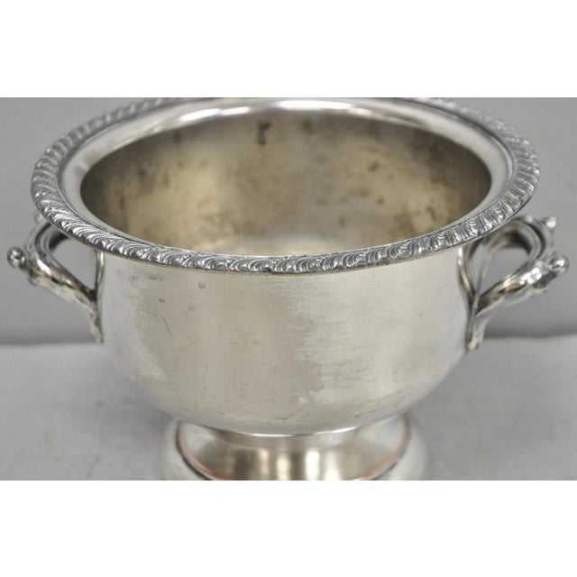 Traditional Vintage English Regency Style Silver Plated Low Champagne Chiller Ice Bucket For Sale - Image 3 of 16