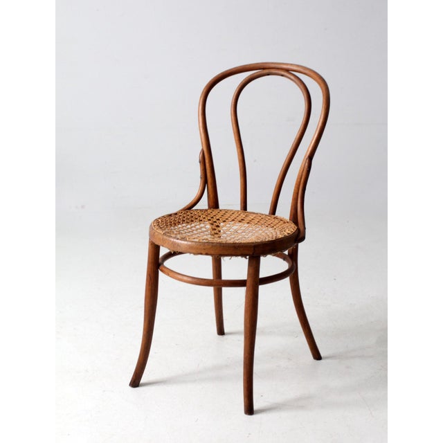 French Country Antique Bentwood Bistro Cafe With Cane Seat For Sale - Image 3 of 13