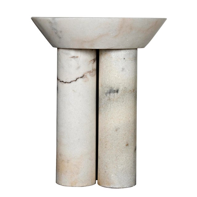 Stone NOIR Nox Side Table, White Marble For Sale - Image 7 of 10