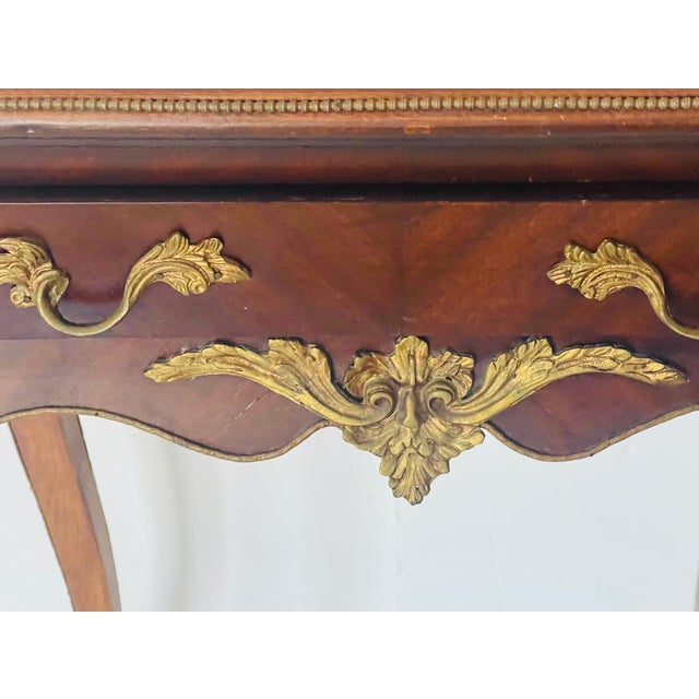 1920s French Louis XVI Style Ormolu Side Table With a Drawer and Inlay For Sale - Image 4 of 5