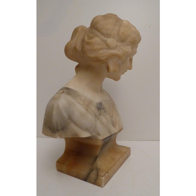 Antique Art Nouveau Carved Alabaster Bust, 1920s For Sale - Image 6 of 10