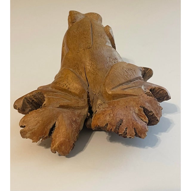 1950s Chinese Live Edge Carved Root Wood Frog Feng Shui For Sale - Image 5 of 10