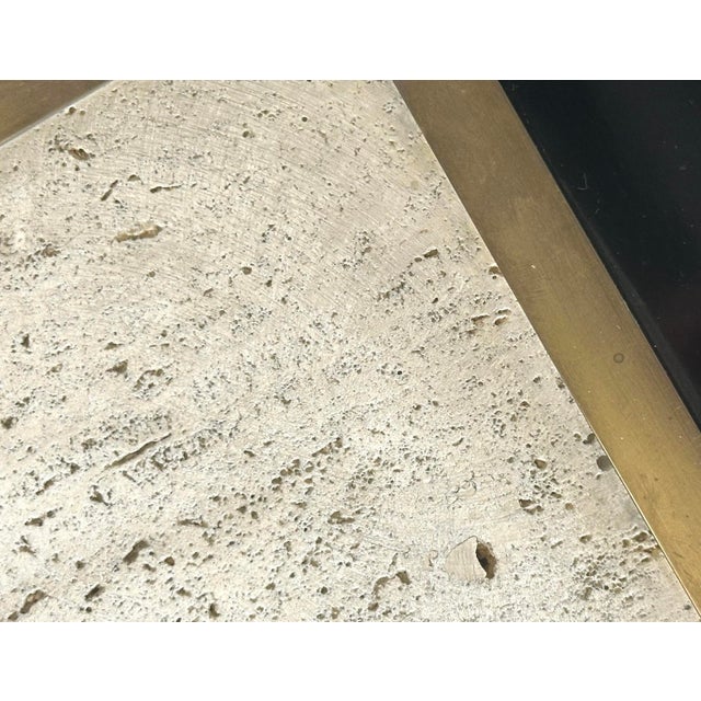 Metal Wood and Travertine Coffee Tables in the style of Maison Jansen, 1970s, Set of 2 For Sale - Image 7 of 14