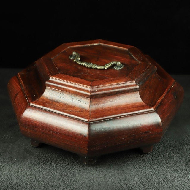 Wood Huali Rosewood Octagonal Box With Handle For Sale - Image 7 of 10