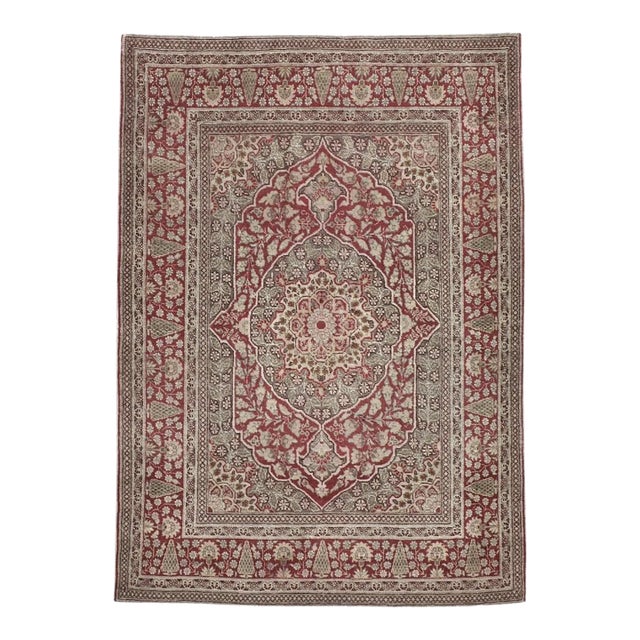 Galerie Shabab Collection Early 20th Century Persian Tabriz Throw Rug For Sale