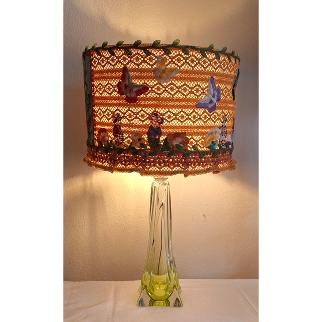 Vintage Table Lamp with Green-Backed Crystal Glass Base from Val St Lambert, 1970s For Sale - Image 13 of 13
