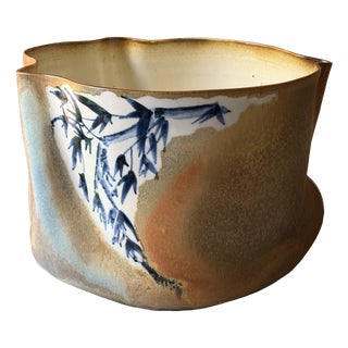 Dutch Sculptural Hand-Painted Studio Pottery Ceramic Vase from Joop For Sale