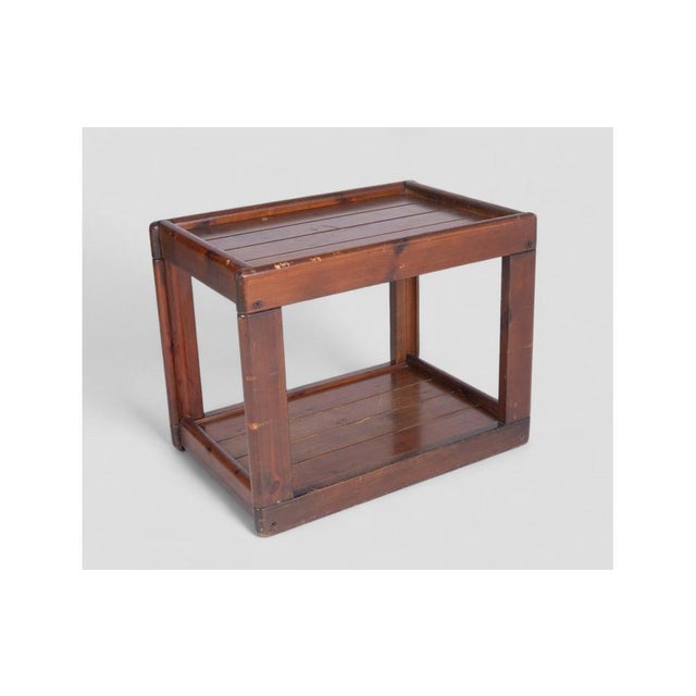 Rustic Vintage Wood Side Table with Lower Shelf For Sale - Image 3 of 6