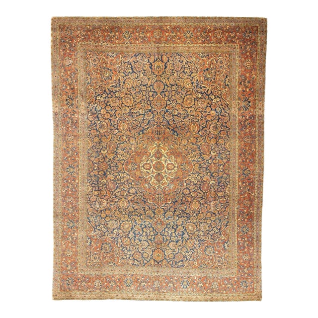 Antique Persian Kashan Rug 8'5'' X 11'4'' For Sale