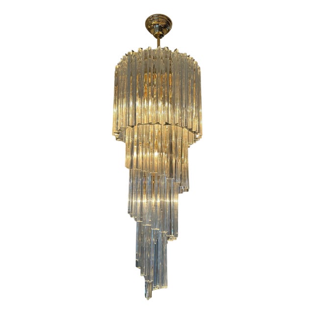 Large Italian Murano Glass Spiral Chandelier from Novaresi, 1980s For Sale
