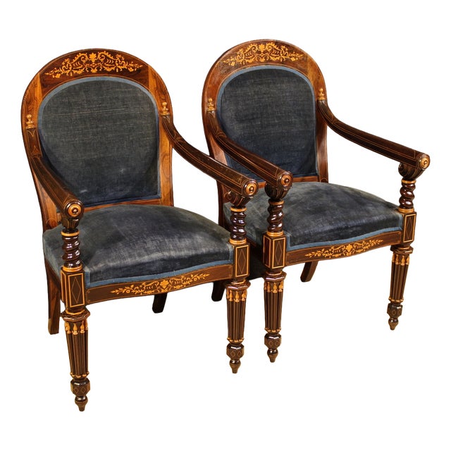 19th Century French Charles X Armchairs, 1830s, Set of 2 For Sale