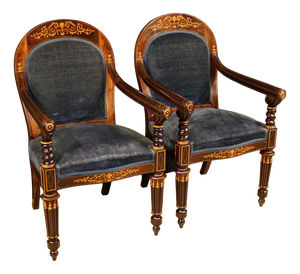 19th Century French Charles X Armchairs, 1830s, Set of 2
