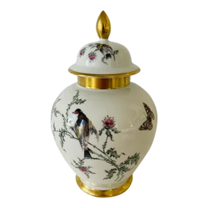 Boho Ginger Jar With Lid Flora Fauna Spitzmiller styleGerman Porcelain