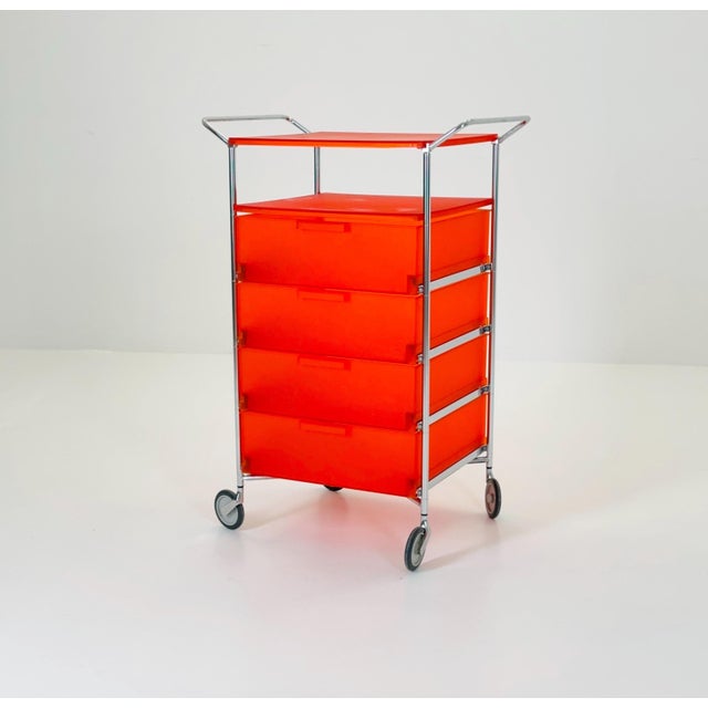 Mobil Storage Unit in Orange PMMA and Chrome by Antonio Citterio for Kartell, Italy, 1990s For Sale - Image 13 of 17